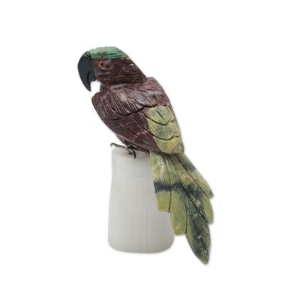Alternate image for Hand Carved Gemstone Parrot Sculpture from Peru Little Parrot