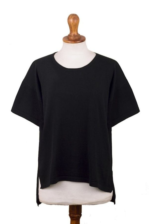 Alternate image for Cotton and Alpaca Blend Black Sweater Time and Again