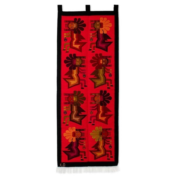 Alternate image for Handloomed Cultural Wool Antarqui Tapestry in Red and Brown The Antarqui Myth