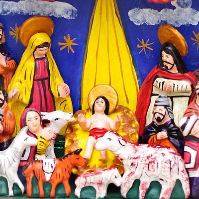 Alternate image for Peruvian Folk Art Wood Retablo Celebrating the Birth
