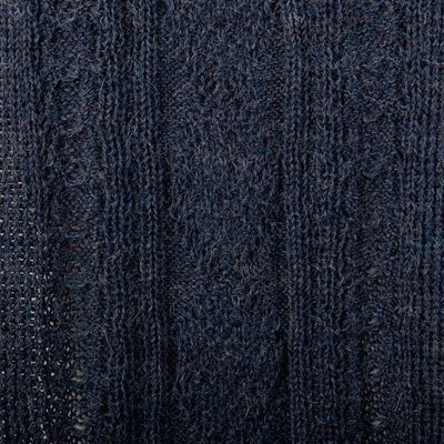 Alternate image for Soft Knit 100 Alpaca Scarf in an Indigo Base Hue Indigo Braid