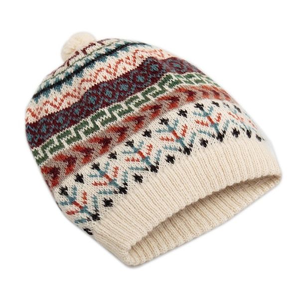 Alternate image for Traditional Knit Ivory Alpaca Hat from the Andes Andean Nature