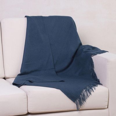 Alternate image for 100 Baby Alpaca Throw Blanket in Solid Teal from Peru Blissful Dream in Teal