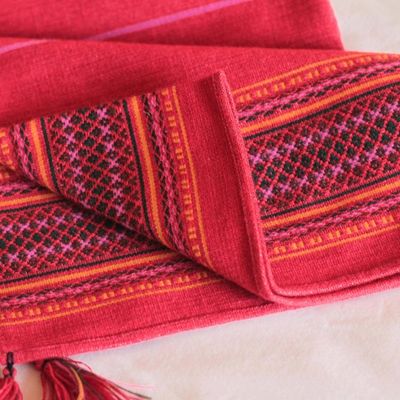 Alternate image for Alpaca Wool Blend Red Throw Blanket Red Butterfly