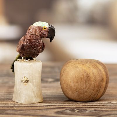 Alternate image for Hand Carved Gemstone Parrot Sculpture from Peru Little Parrot