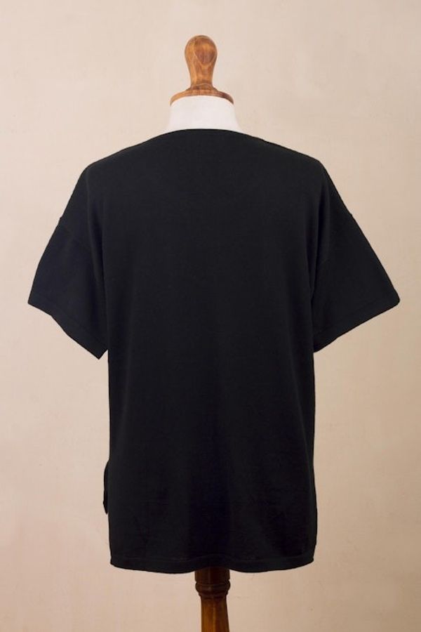 Alternate image for Cotton and Alpaca Blend Black Sweater Time and Again