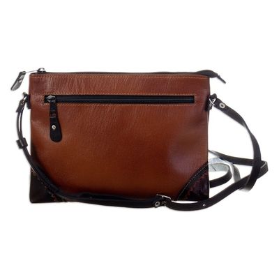 Alternate image for Handcrafted Tiwanaku-Inspired Brown Leather Sling Bag Tiwanaku Trends
