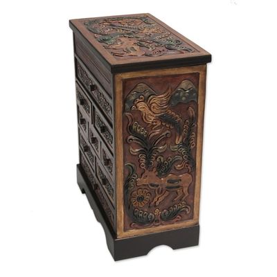 Alternate image for Flora and Fauna Cedar and Leather Jewelry Box with Drawers Natures Glory