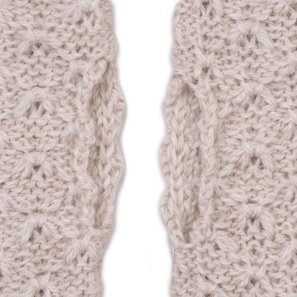 Alternate image for Patterned 100 Baby Alpaca Fingerless Mitts in Ivory Gossamer Champagne