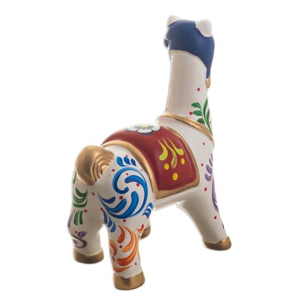 Alternate image for Multicolored Llama Ceramic Figurine Chullo Llama in White