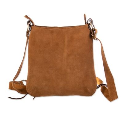 Alternate image for Handcrafted Suede Sling in Caramel from Peru Ripple Effect in Caramel