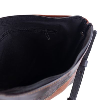 Alternate image for Handcrafted Tiwanaku-Inspired Brown Leather Sling Bag Tiwanaku Trends