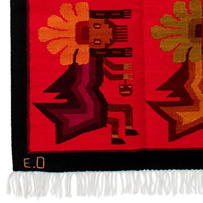 Alternate image for Handloomed Cultural Wool Antarqui Tapestry in Red and Brown The Antarqui Myth