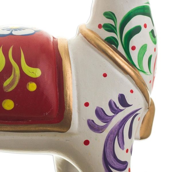 Alternate image for Multicolored Llama Ceramic Figurine Chullo Llama in White