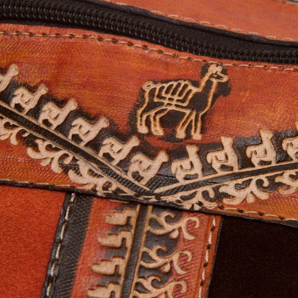 Alternate image for Llama Pattern Leather Accented Suede Sling in Brown Mountain Llama