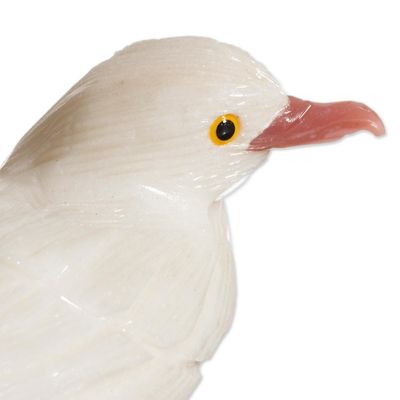 Alternate image for White and Black Onyx Gemstone Bird Sculpture from Peru Bird of Peace