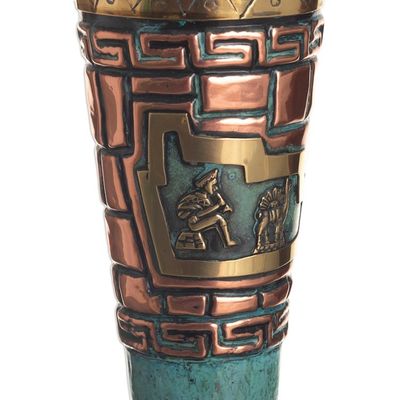Alternate image for Copper and Bronze Decorative Cup With Incan Theme Andean Ancestors