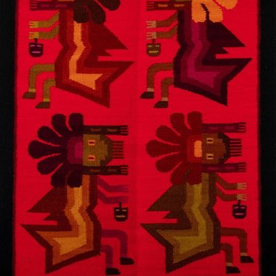 Alternate image for Handloomed Cultural Wool Antarqui Tapestry in Red and Brown The Antarqui Myth