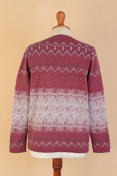 Alternate image for Cotton and Recycled PET Blend Pullover with Diamond Motifs Vermilion Diamonds