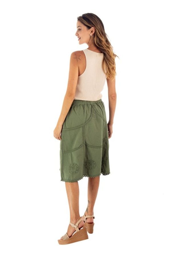 Alternate image for Embroidered Laurel Green Cotton Skirt from Peru Andean Fields