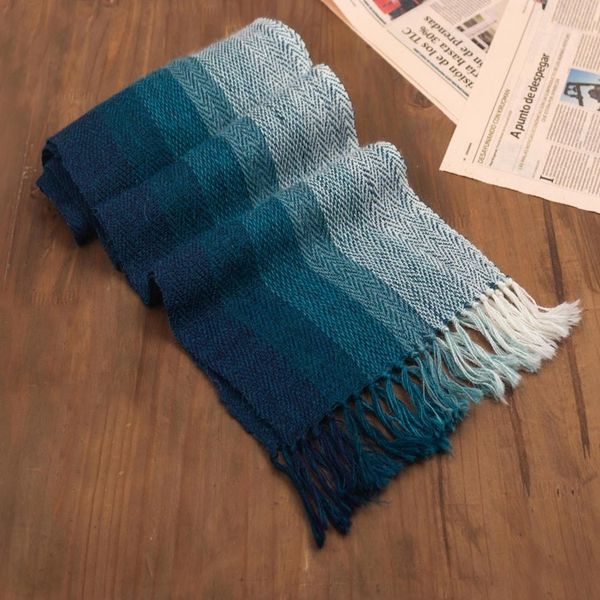 Alternate image for Unisex Teal Alpaca Scarf Coastal Colors