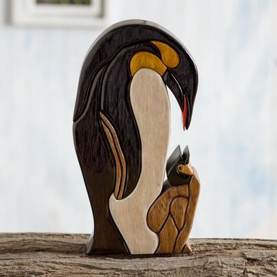 Alternate image for Penguin Ishpingo Wood Sculpture Carving from Peru Mother Penguin