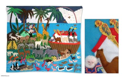 Alternate image for Handcrafted Happy Multicolor Animals Wall Hanging Noahs Happy Venture
