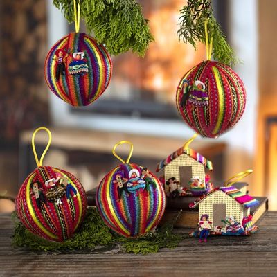 Alternate image for Andean Style Christmas Ornaments Set of 6 Peruvian Christmas