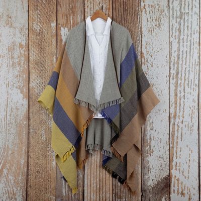 Alternate image for Multicolored Striped Ruana Woven from 100 Baby Alpaca Seasons