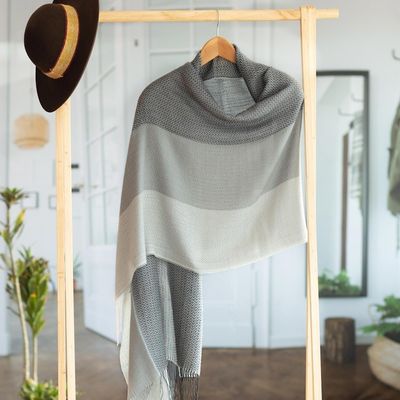 Alternate image for Grey Baby Alpaca Blend Shawl Grey Matter