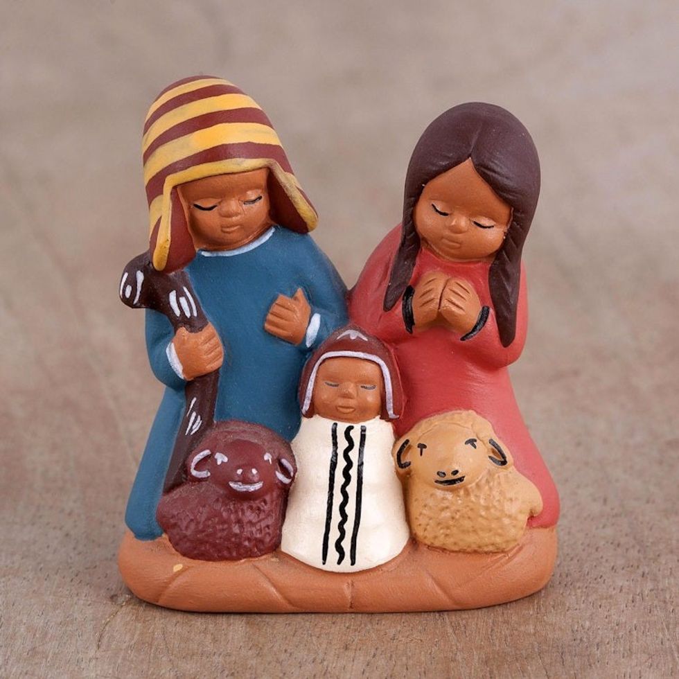 Hand-Painted Cultural Ceramic Nativity Scene from the Andes 'Andean Home'