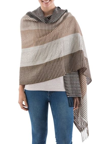 Alternate image for 100 alpaca shawl Fallow Fields