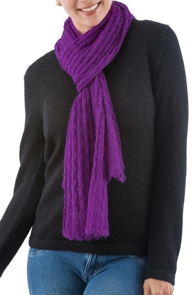 Alternate image for Alpaca blend scarf Piura Lilac