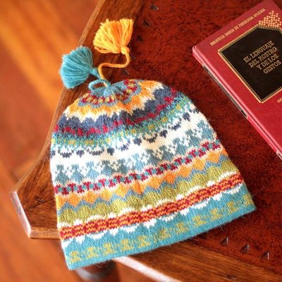 Alternate image for Artisan Crafted Alpaca Wool Hat Blue Winter
