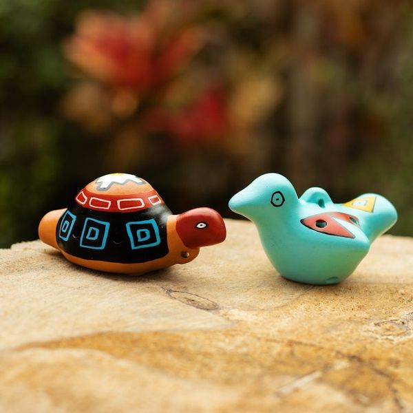 Alternate image for Handmade Ceramic Ocarinas from Peru 2 Pieces Night Chant