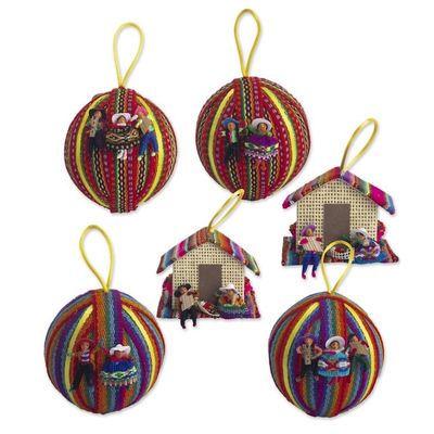 Alternate image for Andean Style Christmas Ornaments Set of 6 Peruvian Christmas