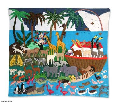 Alternate image for Handcrafted Happy Multicolor Animals Wall Hanging Noahs Happy Venture