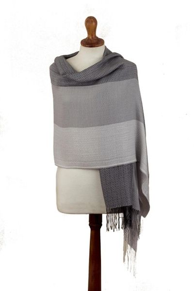 Alternate image for Grey Baby Alpaca Blend Shawl Grey Matter