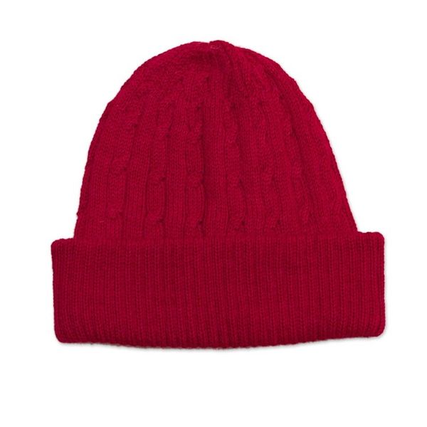 Alternate image for Crimson Red 100 Alpaca Soft Cable Knit Hat from Peru Comfy in Red