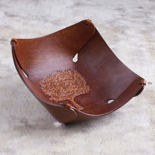 Alternate image for Tree of Life Artisan Crafted Tooled Leather Catchall Tree of Life