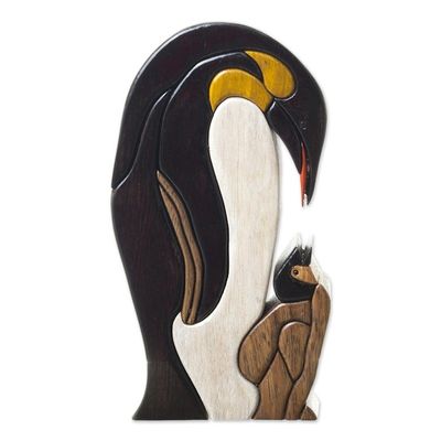 Alternate image for Penguin Ishpingo Wood Sculpture Carving from Peru Mother Penguin