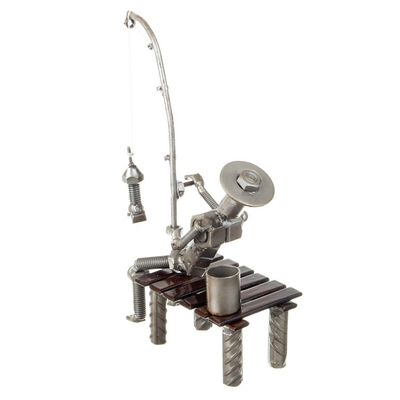 Alternate image for Upcycled Auto Part Fisherman Sculpture from Peru Fisherman