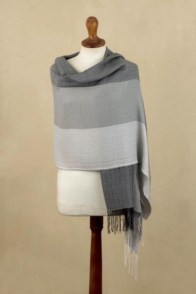 Alternate image for Grey Baby Alpaca Blend Shawl Grey Matter