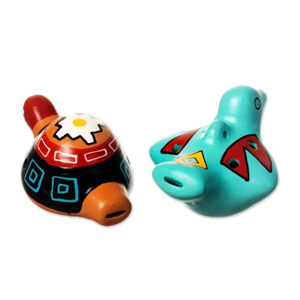 Alternate image for Handmade Ceramic Ocarinas from Peru 2 Pieces Night Chant