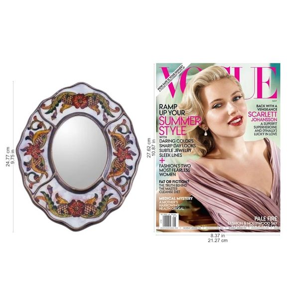 Alternate image for Aged White Reverse Painted Glass Wall Mirror from Peru White Colonial Wreath