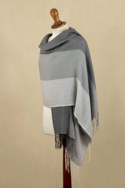 Alternate image for Grey Baby Alpaca Blend Shawl Grey Matter