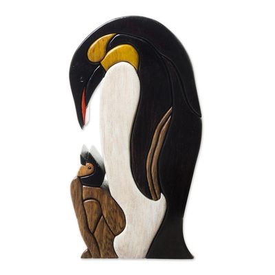 Alternate image for Penguin Ishpingo Wood Sculpture Carving from Peru Mother Penguin