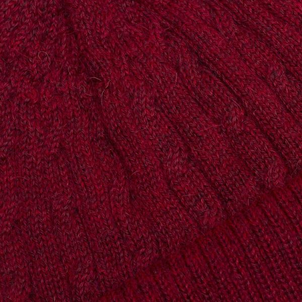 Alternate image for Cranberry Red 100 Alpaca Soft Cable Knit Hat from Peru Comfy in Burgundy
