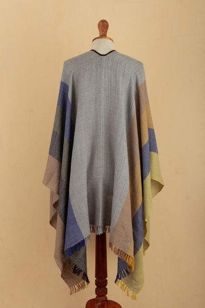 Alternate image for Multicolored Striped Ruana Woven from 100 Baby Alpaca Seasons