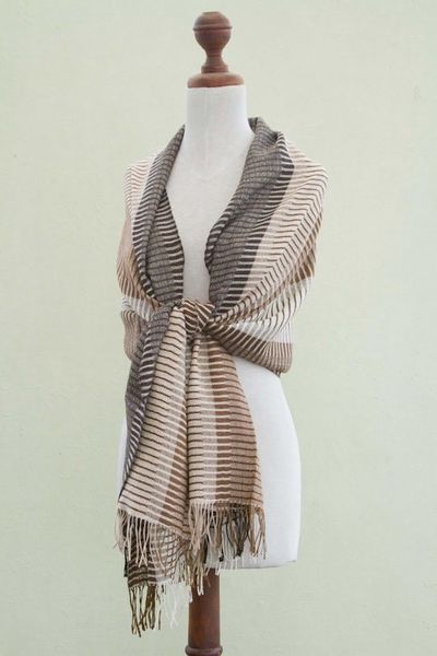 Alternate image for 100 alpaca shawl Fallow Fields